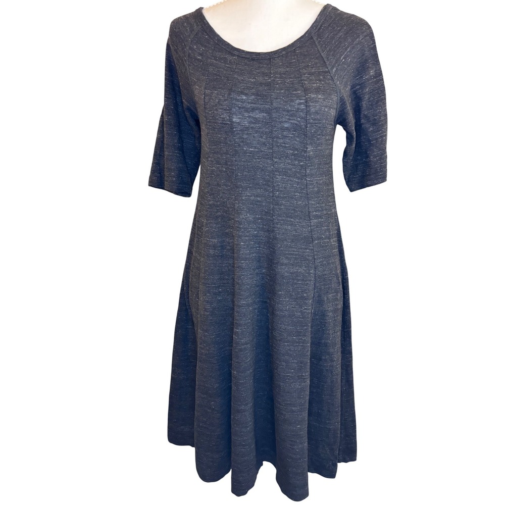 GANNI Winter Jersey Dress M Charcoal Cotton Scandi Copenhagen Fit Flare Minimal - Picture 5 of 8